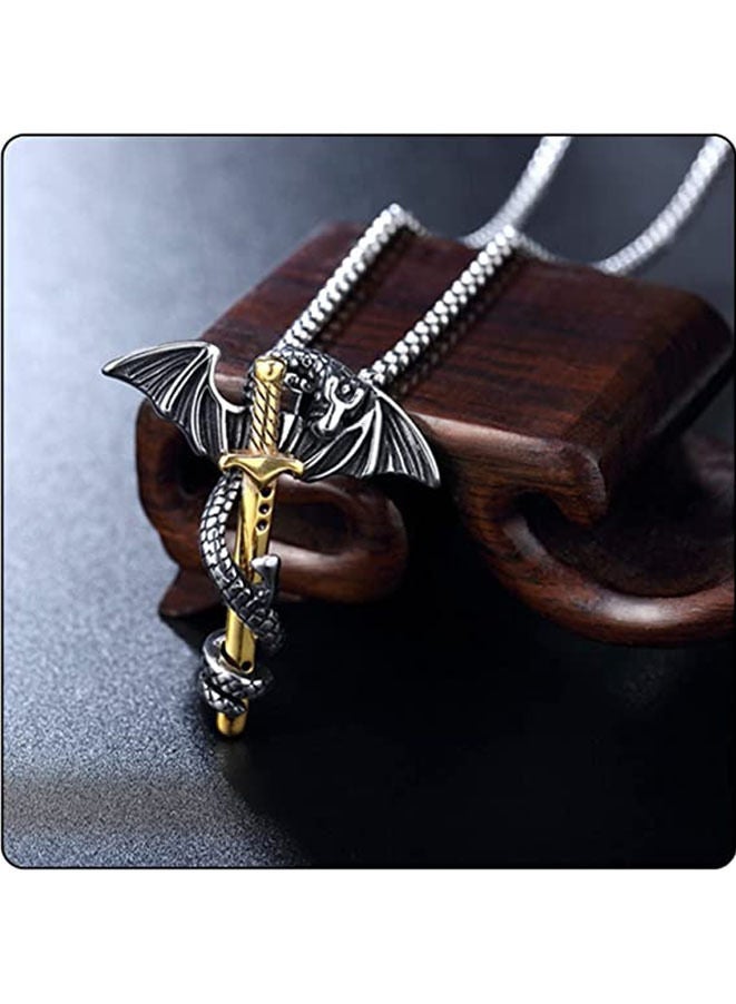 Sword Wing Dragon Alloy Pendant Necklace - Image 3