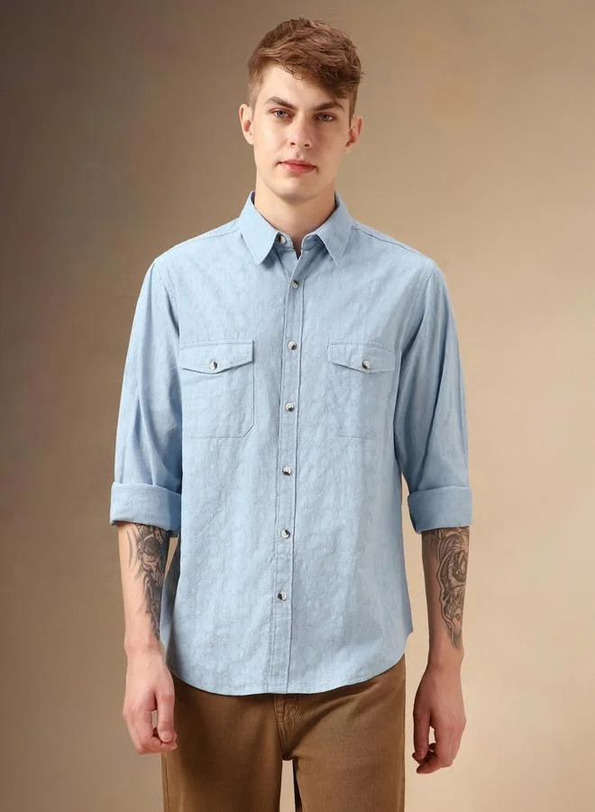 Dennis Lingo Dennis Lingo Solid Relaxed Fit Spread Collar Shirt