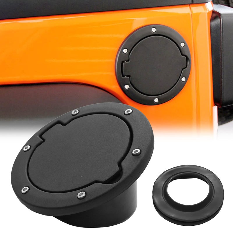 Fuel Filler Door Cover Gas Fuel Tank Cap Cover Black for 20072017 Jeep Wrangler JK  Unlimited 4Door 2Door Aluminium
