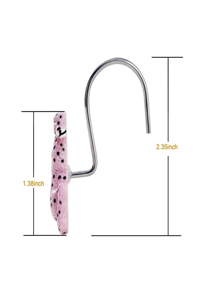 Aldopein Leopard Decorative Shower Curtain Hooks Rings for Summer Tropical Plants Jungle Shower Curtain Bathroom Decorations Accessories, Metal Rustproof Cute Animals Groovy Shower Curtain Hooks - Image 5