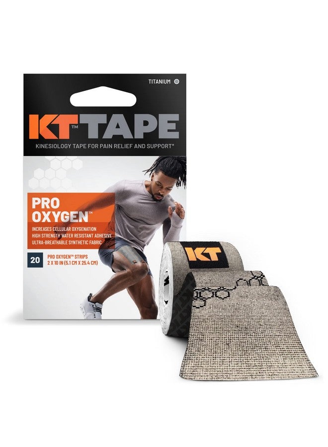 KT Tape Pro Oxygen, Synthetic Kinesiology Athletic Tape with Celliant Technology, 20 Count, 10” Precut Strips, Titanium - Image 1