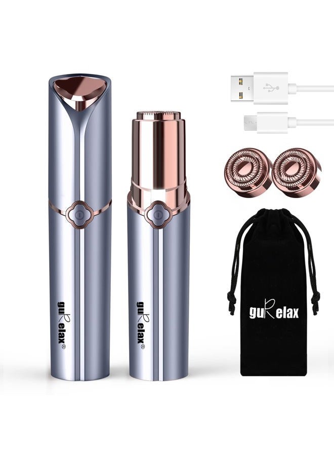 gurelax Face Razors for Women(2024), Gurelax Hair Remover for Face, Painless Facial Hair Removal for Women, Rechargeable Hair Removal Device for Face, Upper Lip, Chin, Included 2 x Replacement Heads - Image 1