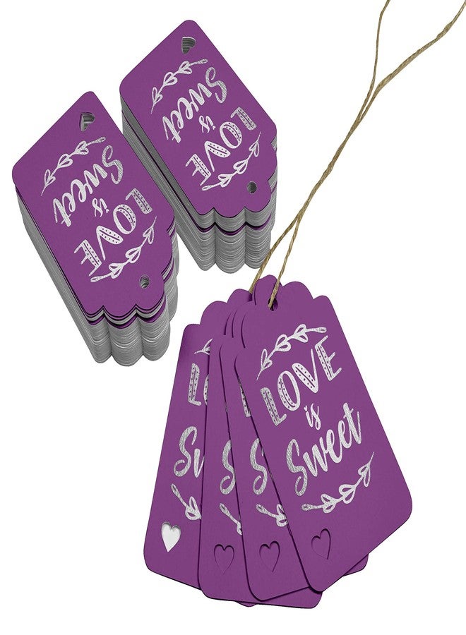 Inkdotpot Silver Foil Love is Sweet Wedding Tags Favor Hang Paper Tags 100 Pack - Image 3