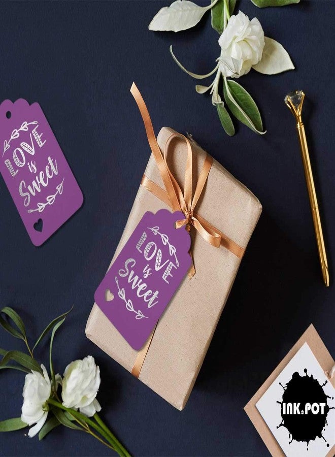 Inkdotpot Silver Foil Love is Sweet Wedding Tags Favor Hang Paper Tags 100 Pack - Image 4