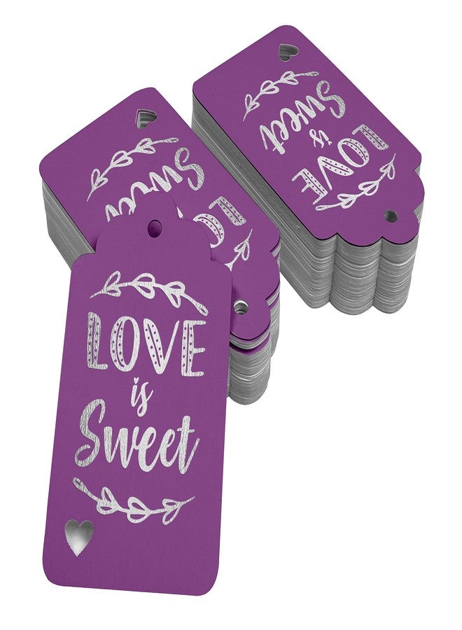 Inkdotpot Silver Foil Love is Sweet Wedding Tags Favor Hang Paper Tags 100 Pack - Image 2
