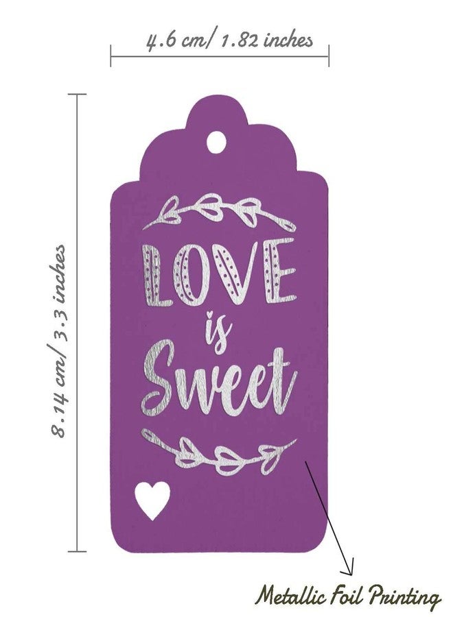 Inkdotpot Silver Foil Love is Sweet Wedding Tags Favor Hang Paper Tags 100 Pack - Image 5