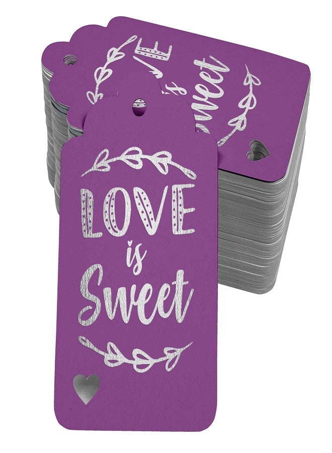 Inkdotpot Silver Foil Love is Sweet Wedding Tags Favor Hang Paper Tags 100 Pack - Image 1