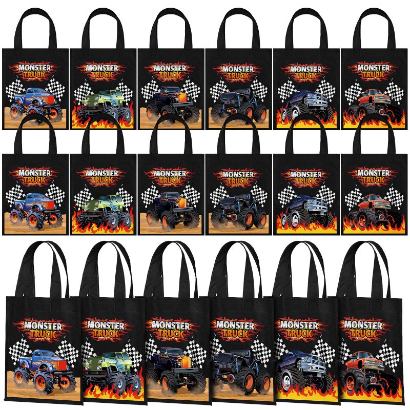 Ferraycle 24 Pcs Truck Favor Bags Goodie Gift Treat Non Woven Birthday Party Decorations Truck Themed Party Favor Bags with Handles Birthday Supplies