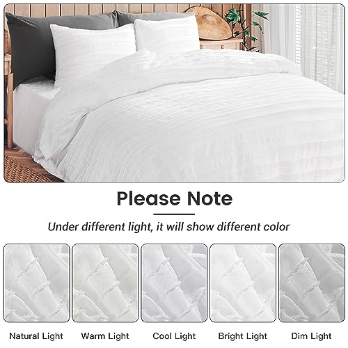 NEXHOME PRO Duvet Cover Queen Size, White 3 Pieces Boho Tufted Duvet Cover Set, Soft and Lightweight Microfiber Comforter Cover Set for All Season (White Queen, 90 x 90)-No Comforter - Image 5