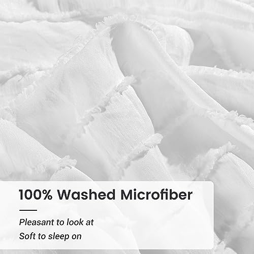 NEXHOME PRO Duvet Cover Queen Size, White 3 Pieces Boho Tufted Duvet Cover Set, Soft and Lightweight Microfiber Comforter Cover Set for All Season (White Queen, 90 x 90)-No Comforter - Image 3