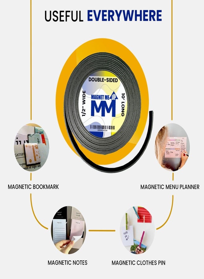 Magnet Me Up Magnet Strip Tape Self Adhesive Double Sided Vinyl Magnetic Tape Strips with Adhesive Backing, Heavy Duty Crafts, DIY Project, Easy to Cut Flexible Magnetic Roll, 10ft x 0.5 inch x 1/16" - Image 4