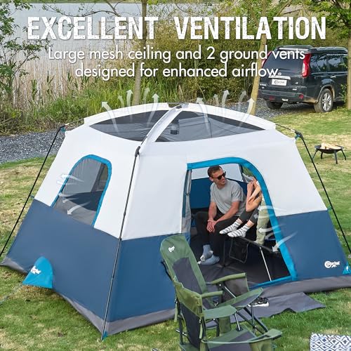 Portal 6 Person Cabin Tent for Camping with Porch, Family Waterproof Camping Tent with Rainfly and Carry Bag, 76" Tall Outdoor Tents for Camping - Image 4