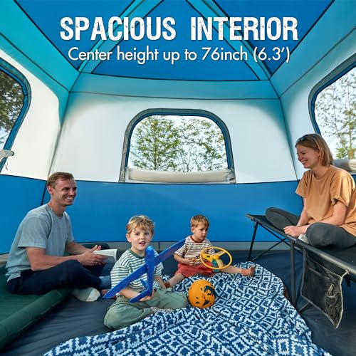 Portal 6 Person Cabin Tent for Camping with Porch, Family Waterproof Camping Tent with Rainfly and Carry Bag, 76" Tall Outdoor Tents for Camping - Image 3
