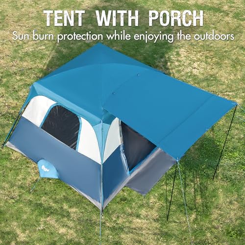 Portal 6 Person Cabin Tent for Camping with Porch, Family Waterproof Camping Tent with Rainfly and Carry Bag, 76" Tall Outdoor Tents for Camping - Image 5