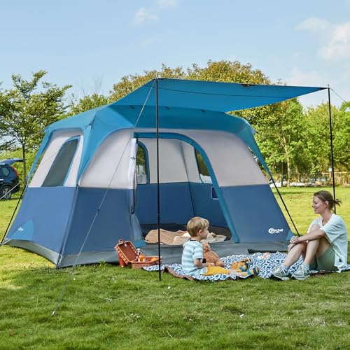 Portal 6 Person Cabin Tent for Camping with Porch, Family Waterproof Camping Tent with Rainfly and Carry Bag, 76" Tall Outdoor Tents for Camping - Image 1
