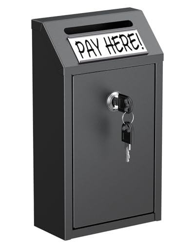 Uniclife Money Box for Cash Wall Mount Mailboxes for Outside Locking Mail Box Magnetic Label Holder Key Drop Box Cash Box with Lock Metal Donation Box Suggestion Box for Home Office Shop - Image 1