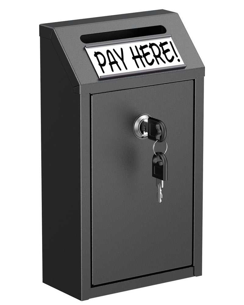 Uniclife Money Box for Cash Wall Mount Mailboxes for Outside Locking Mail Box Magnetic Label Holder Key Drop Box Cash Box with Lock Metal Donation Box Suggestion Box for Home Office Shop - Image 2