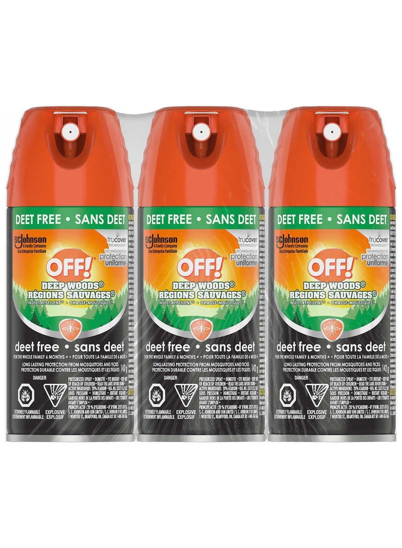 OFF! Deep Woods Deet Free Insect and Mosquito Repellent Bug Spray 3 x 142 g - Image 1