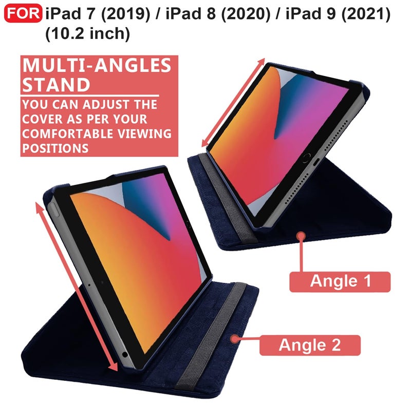 Cedo iPad 7 (7th Gen) / 8 (8th Gen) / 9 (9th Gen) 10.2 inch Flip Cover | Leather Finish | 360 Degree Rotate Flip Cover | Shockproof Back Case for iPad 7th / 8th / 9th Gen 10.2 inch (Blue) - Image 5