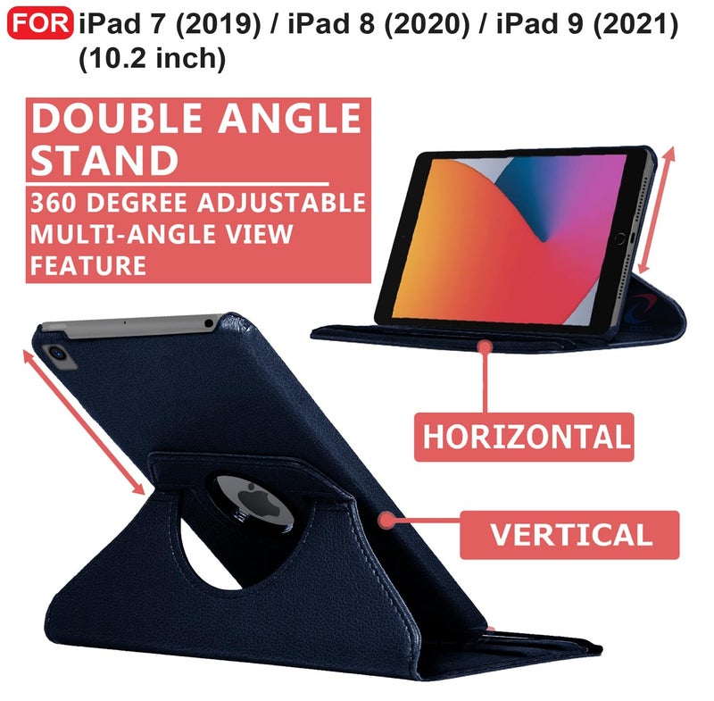 Cedo iPad 7 (7th Gen) / 8 (8th Gen) / 9 (9th Gen) 10.2 inch Flip Cover | Leather Finish | 360 Degree Rotate Flip Cover | Shockproof Back Case for iPad 7th / 8th / 9th Gen 10.2 inch (Blue) - Image 2