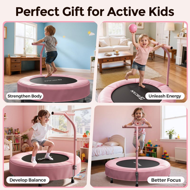 BCAN 36'' Toddler Trampoline, ASTM Certified - Kids Trampoline for Ages 1-6, Foam Handle & Safe Thickened Cover, Mini Trampoline for Kids Indoor, Easy to Assemble - Image 5