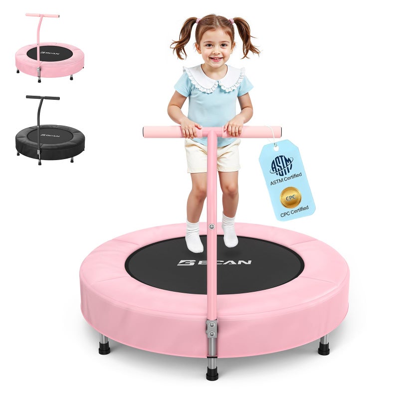BCAN 36'' Toddler Trampoline, ASTM Certified - Kids Trampoline for Ages 1-6, Foam Handle & Safe Thickened Cover, Mini Trampoline for Kids Indoor, Easy to Assemble - Image 1