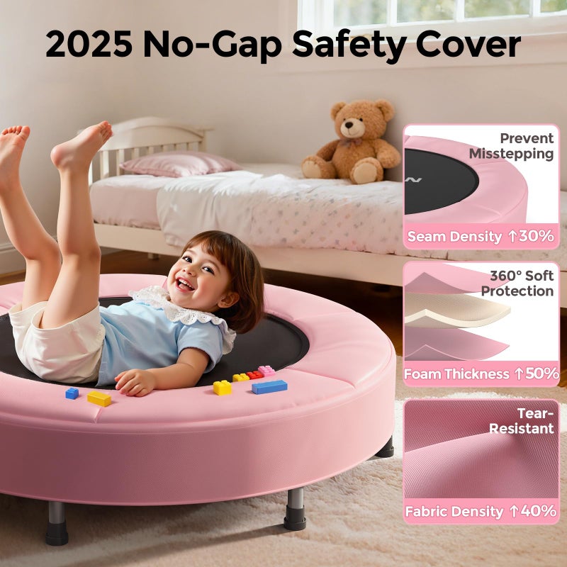 BCAN 36'' Toddler Trampoline, ASTM Certified - Kids Trampoline for Ages 1-6, Foam Handle & Safe Thickened Cover, Mini Trampoline for Kids Indoor, Easy to Assemble - Image 2