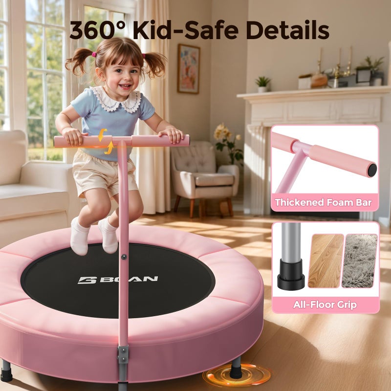 BCAN 36'' Toddler Trampoline, ASTM Certified - Kids Trampoline for Ages 1-6, Foam Handle & Safe Thickened Cover, Mini Trampoline for Kids Indoor, Easy to Assemble - Image 3