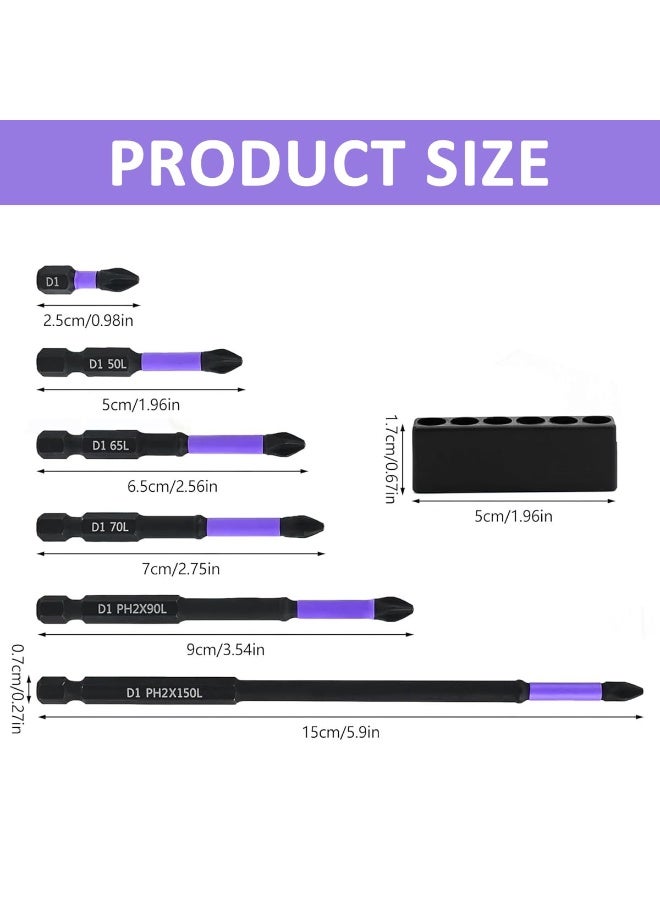 شابية 12 قطعة مفك براغي فيليبس مغناطيسي D1 - مضاد للصدمات، وصلابة عالية، غير قابل للانزلاق، مقاوم للصدمات، رؤوس مفك براغي دقيقة بحافة مسننة لمفكات البراغي الكهربائية (القاعدة غير متضمنة) - Image 2