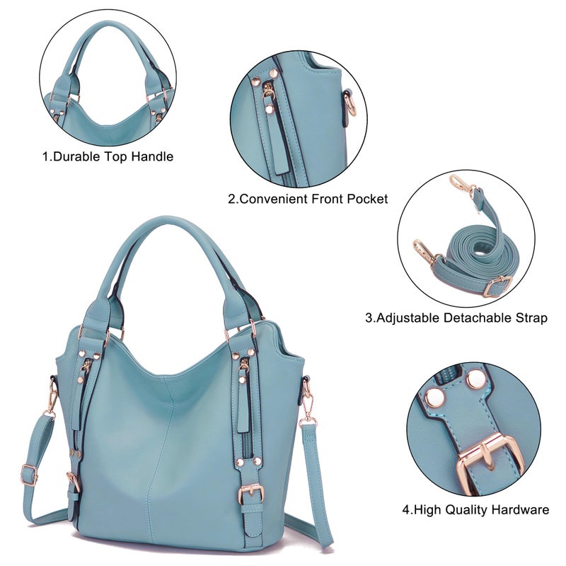 Soperwillton Purses for Women Large Shoulder Handbag Tote PU Leather Hobo Crossbody Bag Ladies Wallet Set 4pcs - Image 4
