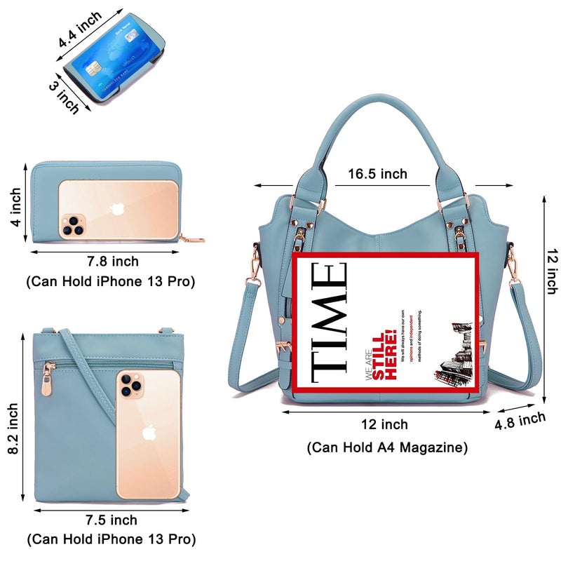 Soperwillton Purses for Women Large Shoulder Handbag Tote PU Leather Hobo Crossbody Bag Ladies Wallet Set 4pcs - Image 5