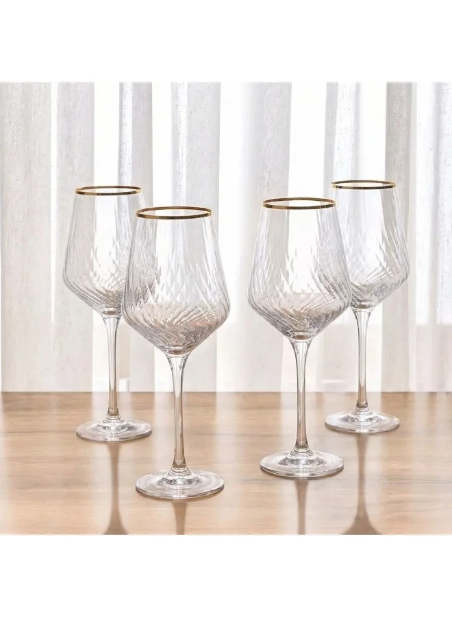 DANUBE HOME Rakle Stem Glass Set 4Pc 435ml Elegant Wine Glasses