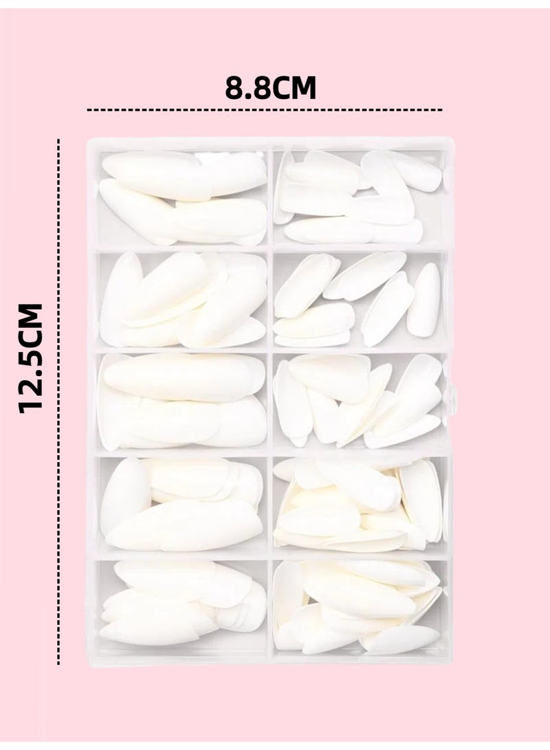 LUMYA 120 Pcs Fake Nail Tips, Almond Shape Press On Nails, Stick On ABS Full Cover Nails for Women, For Daily Party Wedding Use (Milky White) - Image 2