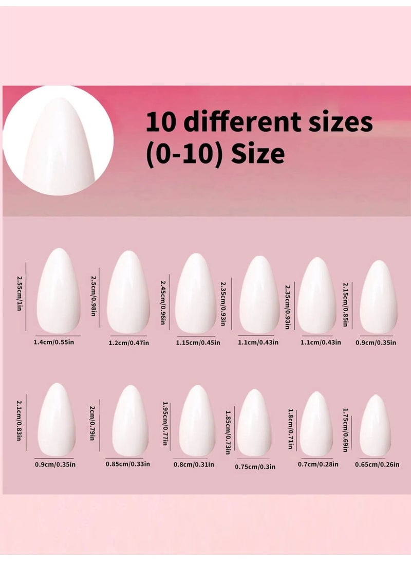 LUMYA 120 Pcs Fake Nail Tips, Almond Shape Press On Nails, Stick On ABS Full Cover Nails for Women, For Daily Party Wedding Use (Milky White) - Image 3
