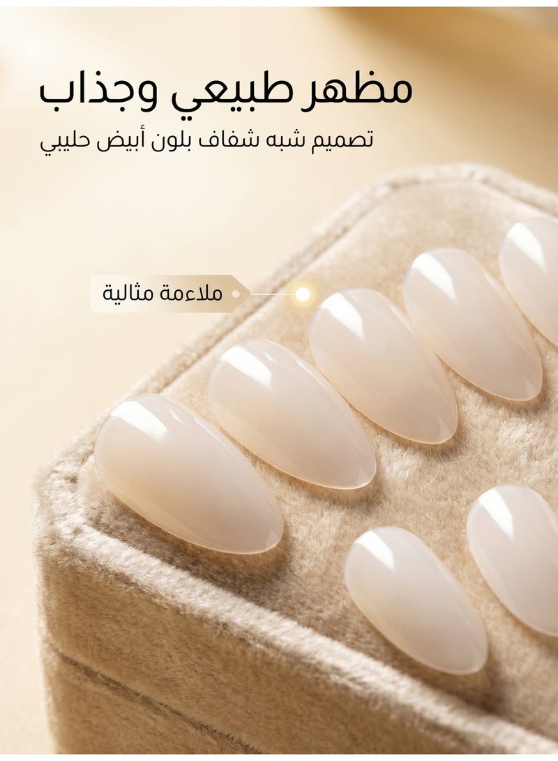 لوميا طقم 120 قطعة اظافر تركيب، 12 مقاساً، أطراف أظافر مزيفة بشكل لوزي، لا تترك أثر ومتينة، لعمل المانيكير بنفسك، والصالونات، والحفلات، والارتداء اليومي وهدايا للنساء، سهلة لـ تركيب اظافر لاصقة، أظافر فرنش، أظافر مزيفة، أظافر قابلة للارتداء، اظافر اكريليك، اظافر صناعيه، وتناسب ستايلات اظافر تركيب قصيره و اظافر قصيره و اظافر شفافه (أبيض حليبي) - Image 4