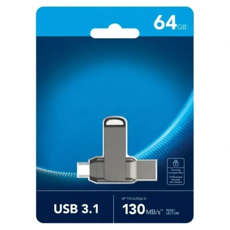 محرك أقراص فلاش USB 3.1 Type-C بسعة 64 جيجابايت فضي - محرك مزدوج لتخزين الهاتف والكمبيوتر - سرعة قراءة 130 ميجابايت/ثانية - هيكل معدني متين للنسخ الاحتياطي عبر الهاتف المحمول - Image 5