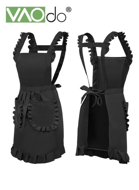 Fashion Kitchen Apron Cotton Apron with Aprons for Women with Pockets Cooking Girls Vintage Baking Apron