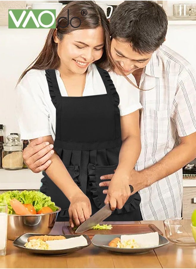 Fashion Kitchen Apron Cotton Apron with Aprons for Women with Pockets Cooking Girls Vintage Baking Apron