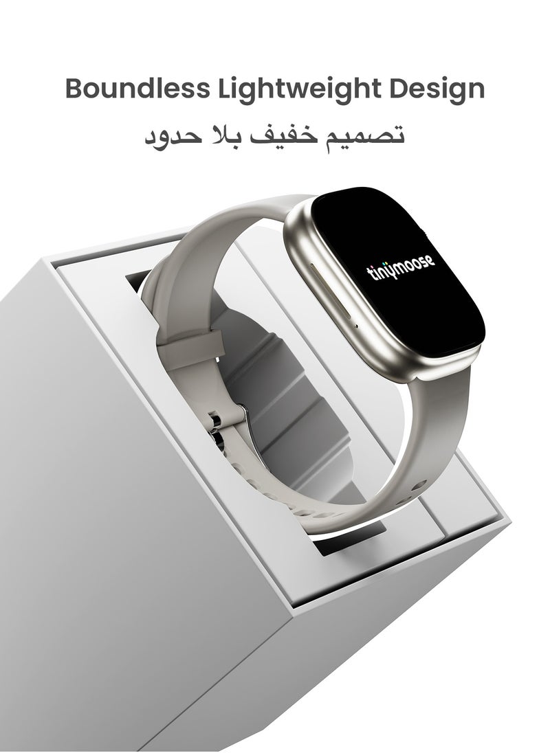 تاينيموس - ساعة ذكية تيمبو مع ميزات صحية متقدمة / مراقبة معدل ضربات القلب / أكثر من 100 وضع رياضي / SPO2 / GPS / المكالمات عبر البلوتوث / شاشة AMOLED عالية الدقة / عمر بطارية 15 يومًا - فضي القمر - Image 1