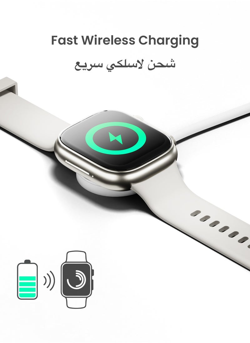 تاينيموس - ساعة ذكية تيمبو مع ميزات صحية متقدمة / مراقبة معدل ضربات القلب / أكثر من 100 وضع رياضي / SPO2 / GPS / المكالمات عبر البلوتوث / شاشة AMOLED عالية الدقة / عمر بطارية 15 يومًا - فضي القمر - Image 1