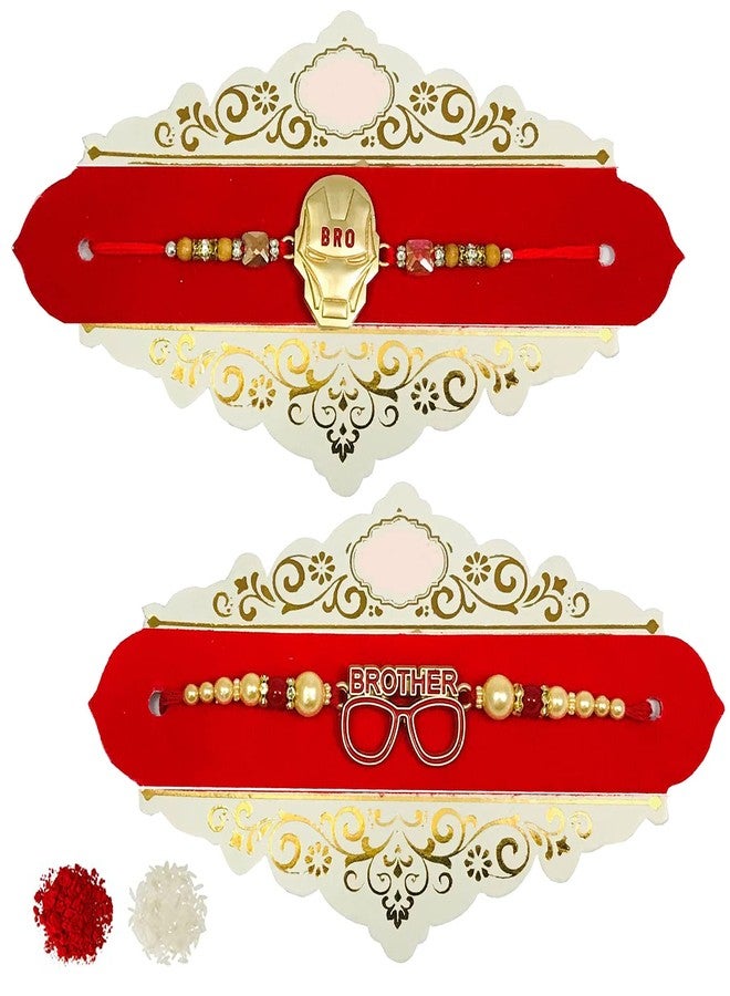 Evisha 2 Pcs Super Hero And Brother Goggles Kids Bracelet Rakhi For Brother | Rakhi Combo-156-160 | rakhi || rakhi set || rakhi for brother - Image 1