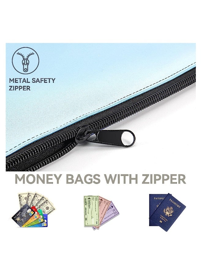 Money Coin Checks Bag Pouch Organizer Receipt Holder Utility Wallet, Money Bag for Cash, Heavy Duty Leatherette Security Zipper Wallet with Zipper Clear Window, 4 Pcs - Image 3