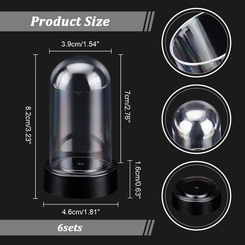 NBEADS 6 Sets Plastic Display Dome Cloche, Display Dome Case with Acrylic Base Clear Cloche Bell Jar Terrarium for Valentine's Day Flower Decorations Crafts, 1.8x3.23 Inch - Image 2