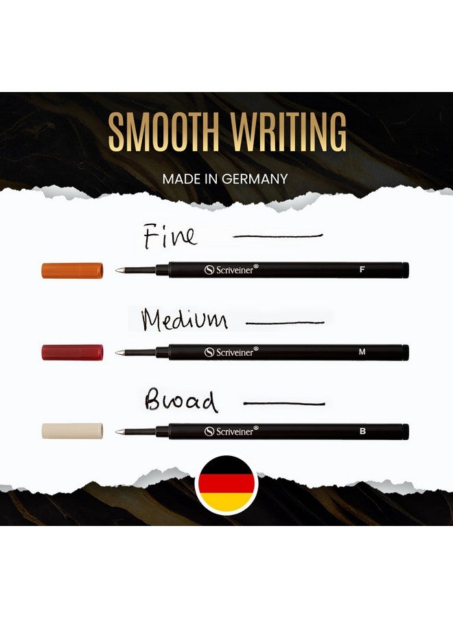 Scriveiner Rollerball Refill Black Medium - 4 Rollerball Refills Designed For Scriveiner Pens - Safety Ceramic Non Dry Roller Pen Refill M - Schmidt 888 Size - Made In Germany - Image 2