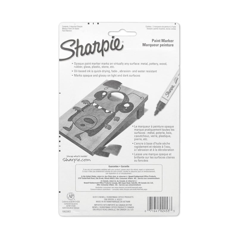 Sharpie Oil-Based Paint Markers, Medium Point, Bright Colors, 5 Count - Great for Rock Painting - Image 4