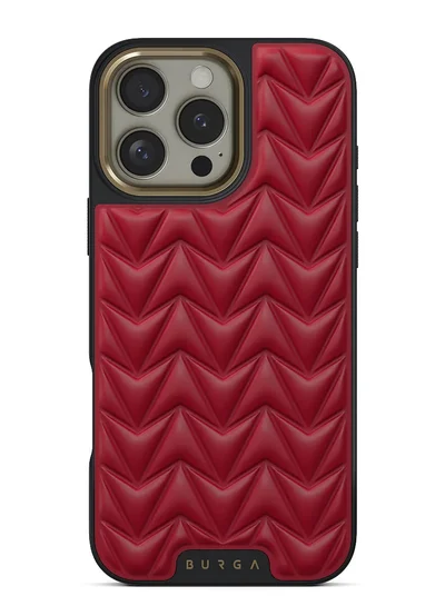 بورجا جراب لهاتف iPhone 16 Pro - مصنوع من مادة TPU وTPE وPC فائقة النعومة مع نسيج مرن، وامتصاص الصدمات CloudGuard، وهيكل خفيف الوزن، وحماية من السقوط من الدرجة الأولى، لون الكرز