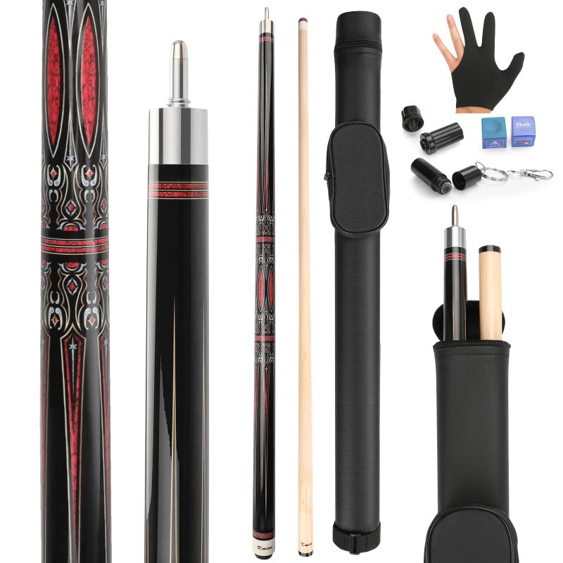 Kmise Pool Cues Professional Billiard Cue Stick with Hard Case 58 Maple Pool Cue Stick Kit Pool Sticks for Adults Perfect for Home Game Rooms Bars Billiard Halls 19oz Black - Image 2