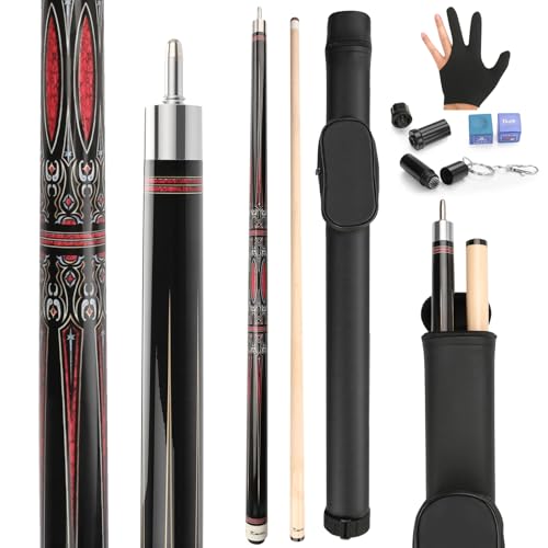 Kmise Pool Cues Professional Billiard Cue Stick with Hard Case 58 Maple Pool Cue Stick Kit Pool Sticks for Adults Perfect for Home Game Rooms Bars Billiard Halls 19oz Black - Image 1