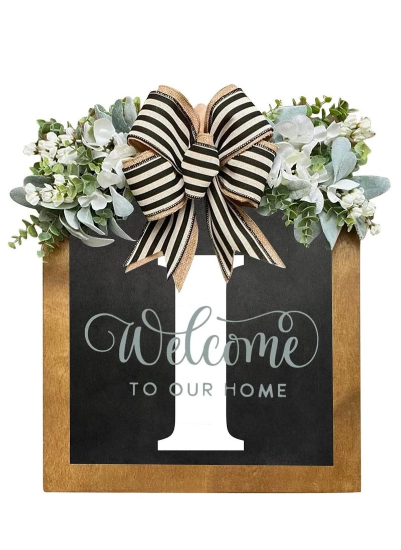 Y&D - Welcome Sign Creative Bowknot Letter Wreath In Front Of The Door Outdoor Decoration Props For The Courtyard 30x35CM - Image 1