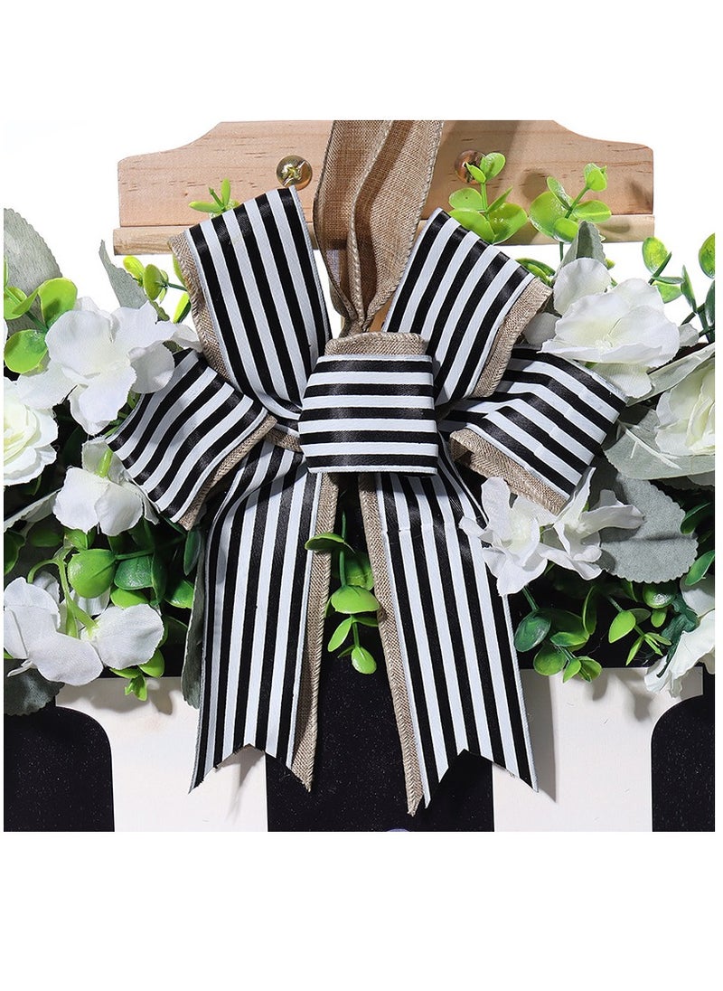 Y&D - Welcome Sign Creative Bowknot Letter Wreath In Front Of The Door Outdoor Decoration Props For The Courtyard 30x35CM - Image 1